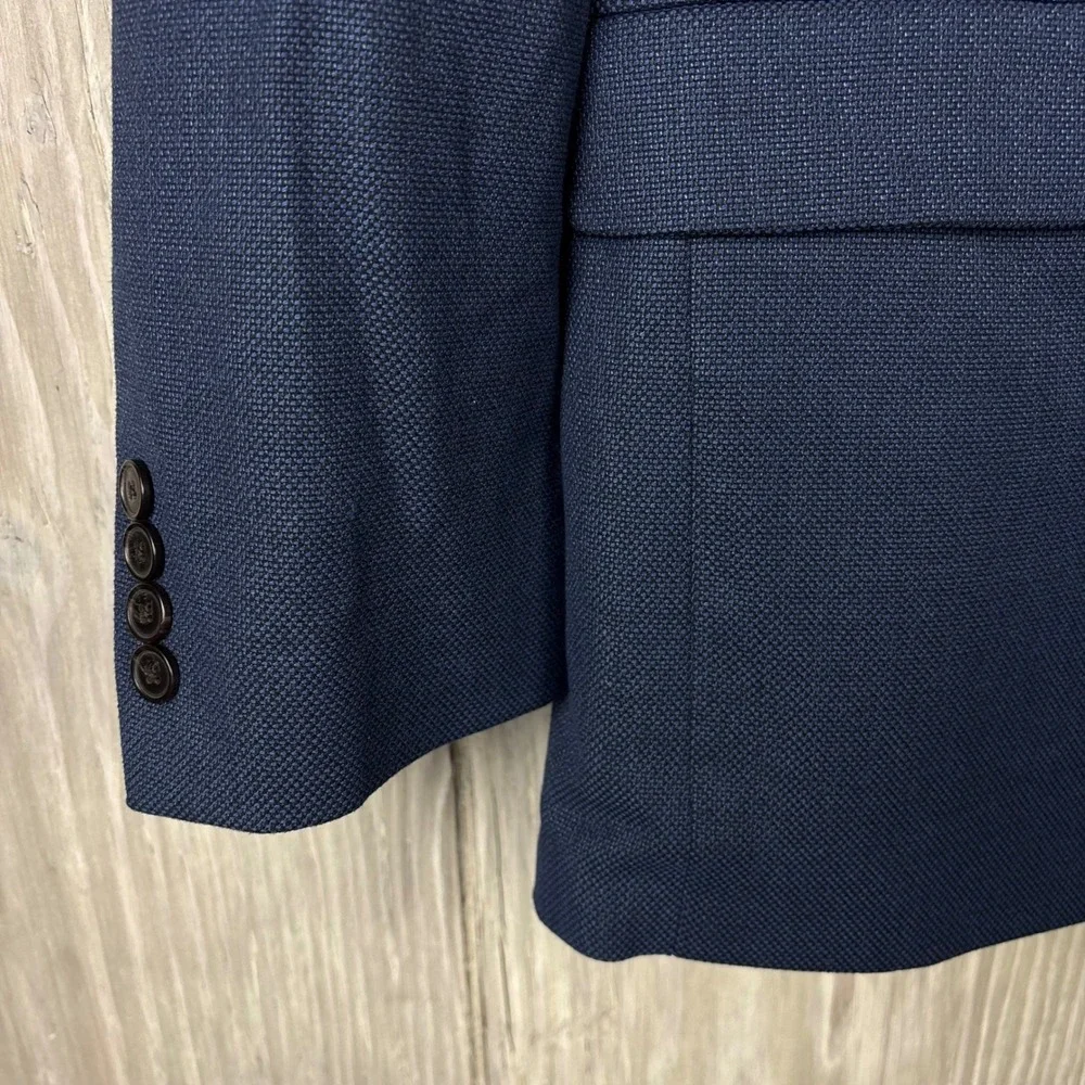 Ralph Lauren Blazer Mens Blue Textured Two Button Sport Coat Jacket Black Label‎